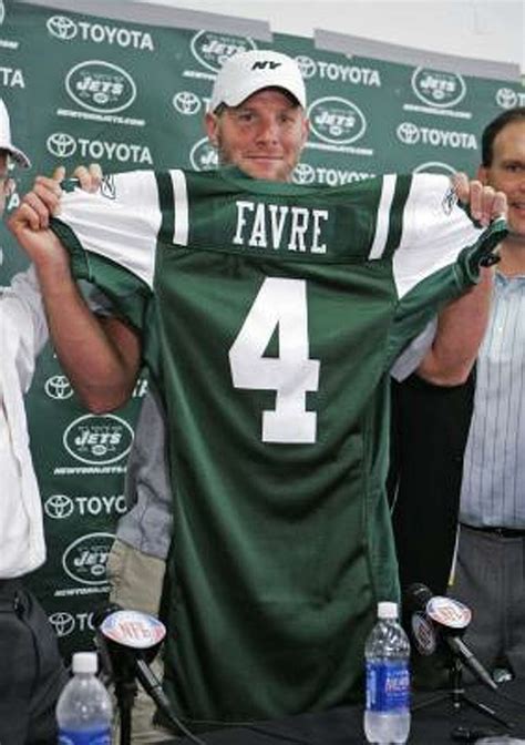 Brett Favre, the most prolific passer in NFL history, was introduced Thursday by the New York Jets, who acquired him from the Green Bay Packers for a conditional draft pick.